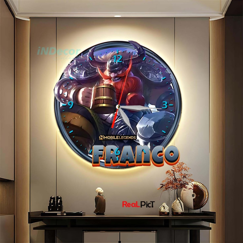 Jam Dinding Kayu Ukir / Jam Dinding Kayu 3D Design Hero Mobile Legend FRANCO