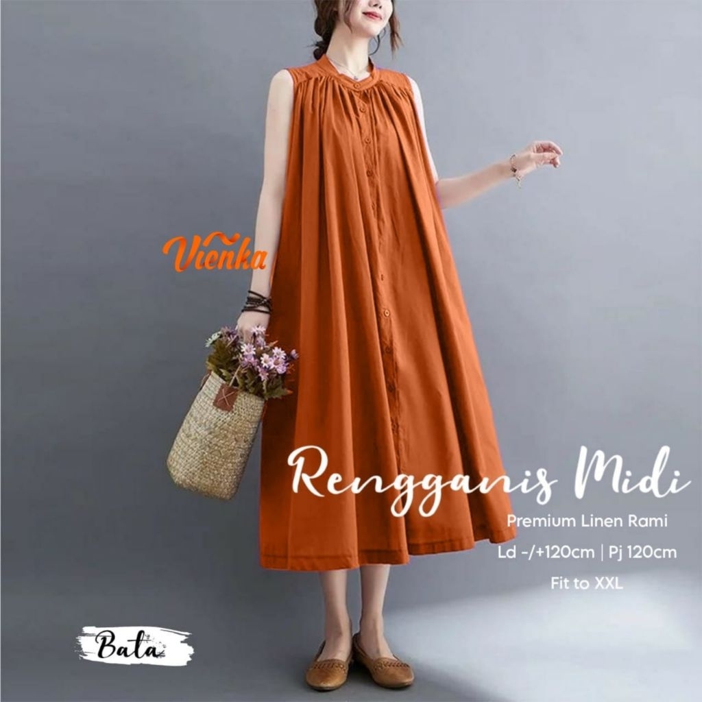 BAJU WANITA MIKEN/RENGGANIS MIDI DRESS Jumbo POLOS BY VIENKA