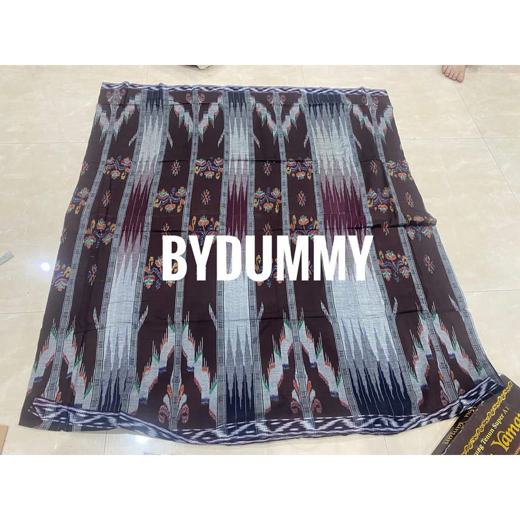 Sarung Abu Yaman Sambung Jahit Tengah Mesres Asli warna cokelat motiif kombinasi kembang