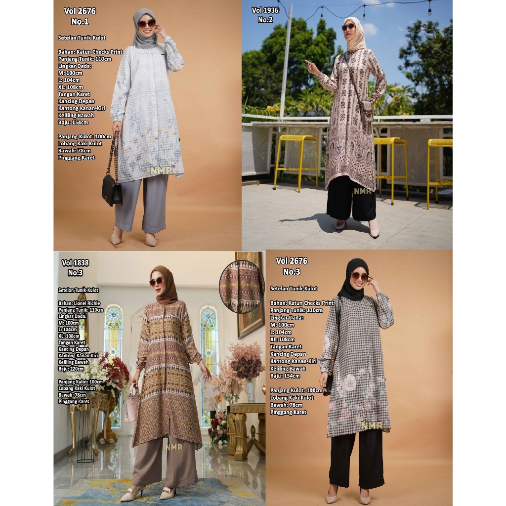 NMR by Namira set stelan tunik kulot  motif kotak etnik premium