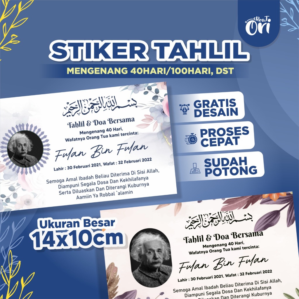 

Cetak Stiker Label Tahlil Acara 40, 100, 1000 Hari | Tinggal tempel box/kardus makanan