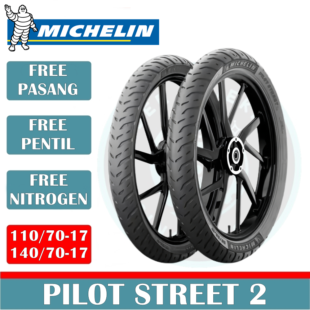 Paket Ban Motor MICHELIN PILOT STREET 2 110/70-17 & 140/70-17 Tubeless Ban Motor Ninja, CBR 150, R15