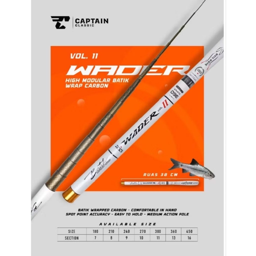 JORAN TEGEK CARBON CAPTAIN KETING/LINGARD/WADER 2/GARANG 2 KAKU RUAS 40CM
