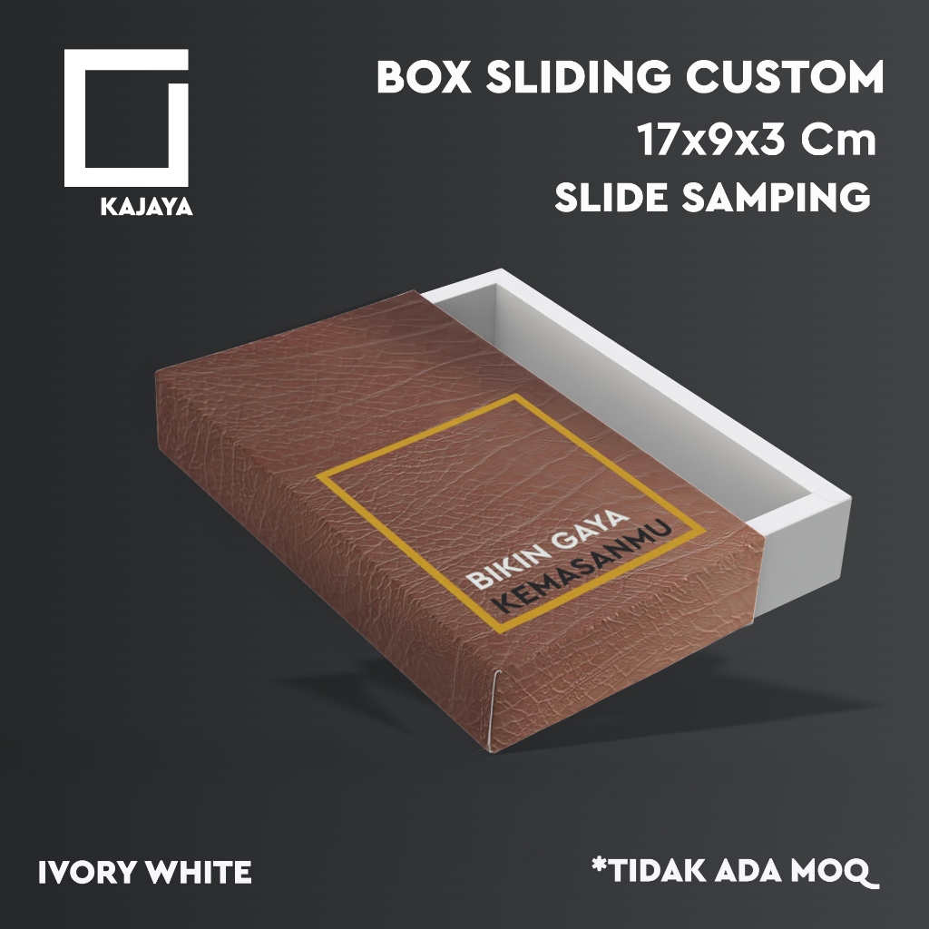 

Box Slide Samping Custom 17x9x3 cm Casing HP Gift Parfum Kado Kartu Scarf Packaging Aksesoris