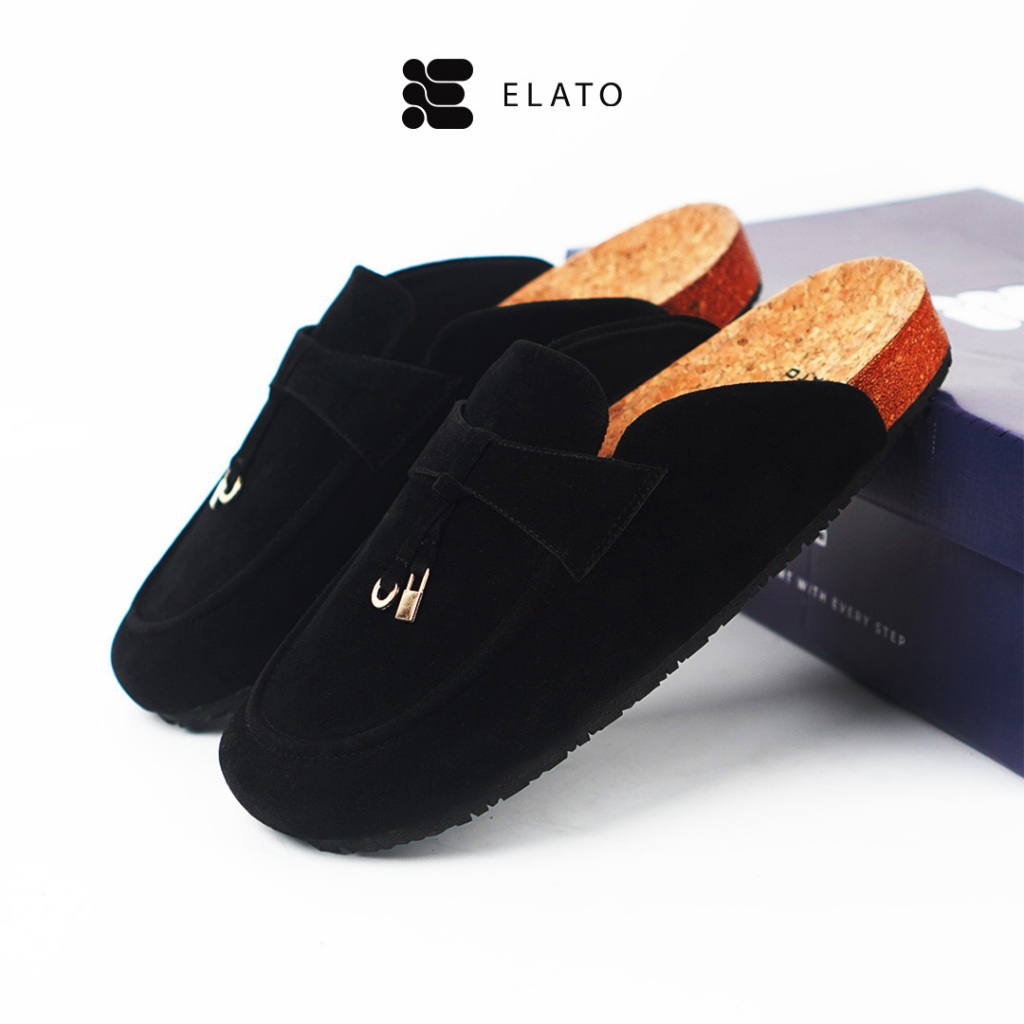 Elato Footwear - Sandal Sepatu Selop Bustong Unisex - Inaki - Black