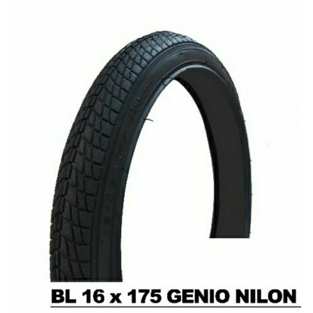 Ban luar sepeda GENIO 16 x 1.75 hitam nylon mini bmx lipat