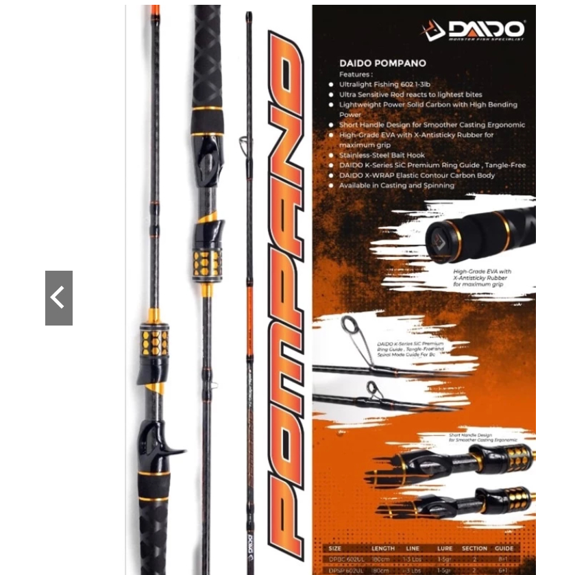 DAIDO JORAN SPINNING DAIDO POMPANO SP 602 UL 180Cm