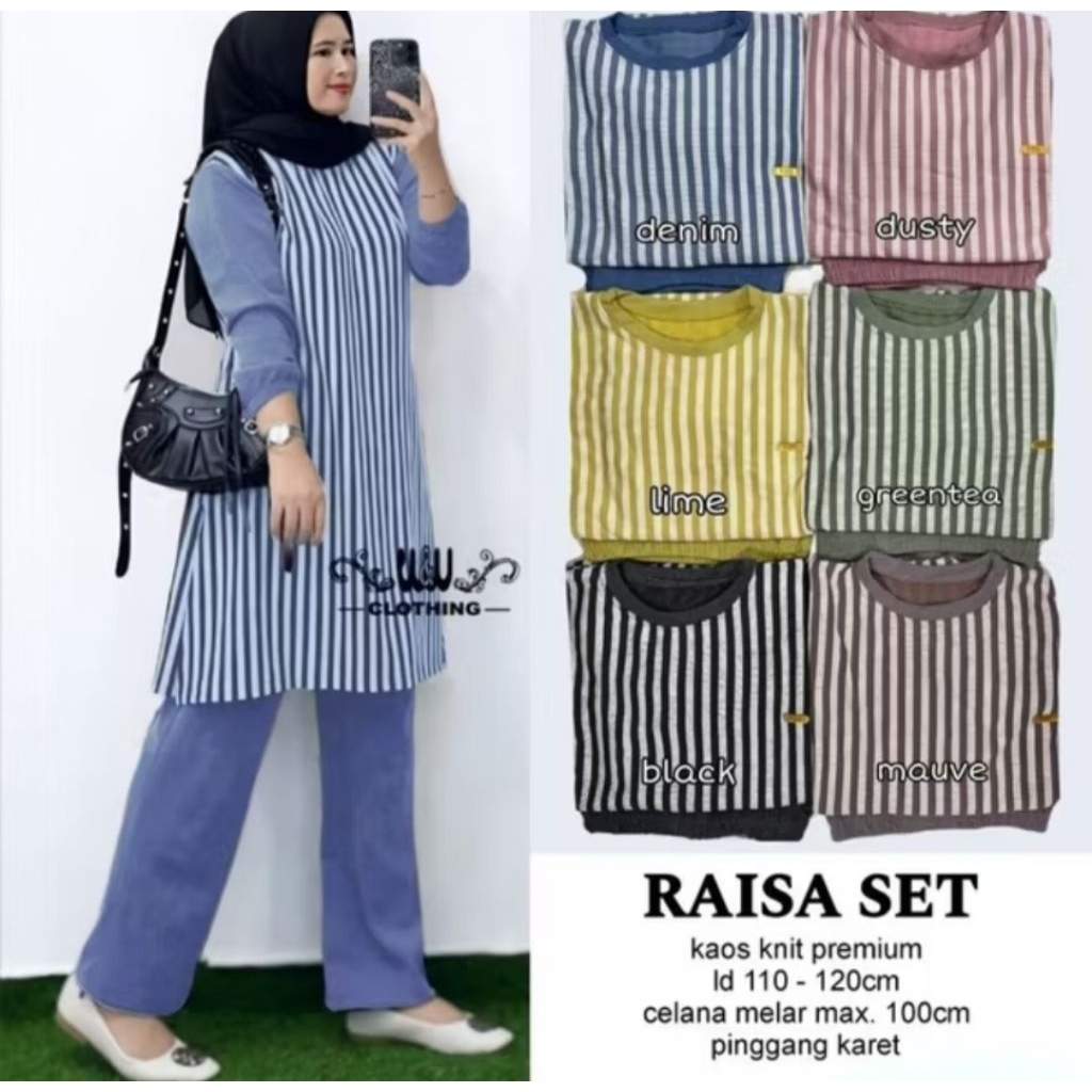 Raisa set tunik salur/elsa set
