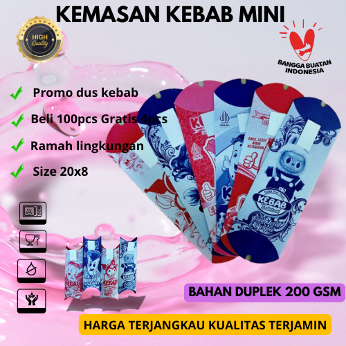 

Box Kemasan Kebab+Tarikan(20x8) - Kotak Kebab - Kertas Kantong Kebab Mini (Merah&Ungu)