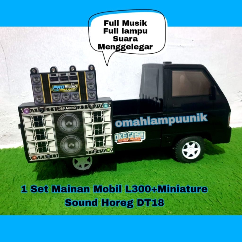 Paket Lengkap Mainan Mobil L300 + Miniatur Sound System Sound Horeg Audio Full Lampu SNI