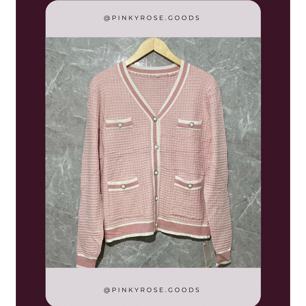 CARDIGAN PINKDOSE PREMIUM CLEMIRA CLASSY PATTERN KNIT CARDIGAN FASHION WANITA