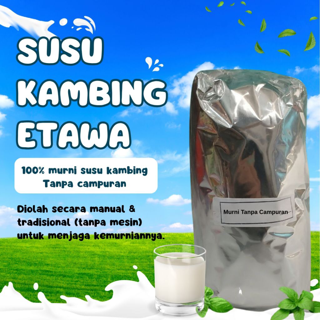 

Susu kambing Etawa Murni Tanpa Campuran 500gr & 200gr | Alami Bebas Gula & Krimer | Cocok Untuk Terapi, Diabetes