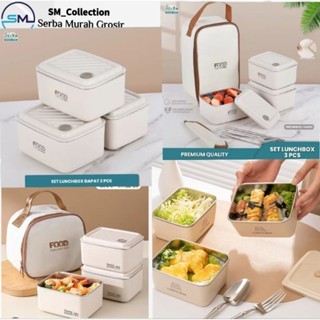 kotak nasi/kotak bekal/kotak bekal anak/rantang makan/lunch box kotak set/kotak nasi tas kotak isi 3
