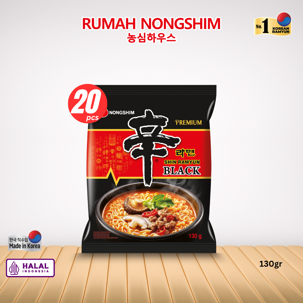 

BARU! 1 DUS - SHIN BLACK [130 gram x 20 pcs] Premium Noodle Halal & Asli dari Korea
