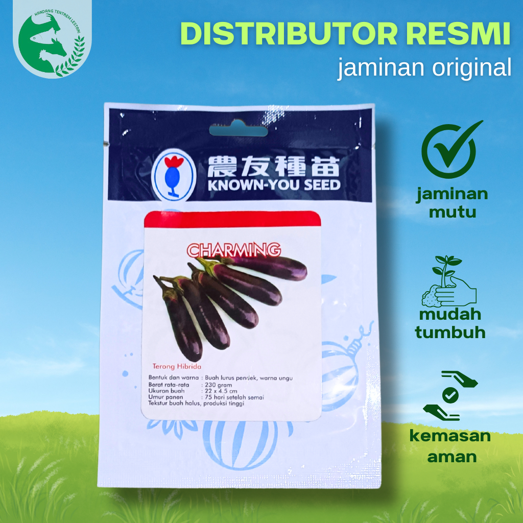 Benih Terong Ungu Lebat CHARMING Hibrida 5 gram Cap Known You Seed Terong Panjang Bandel