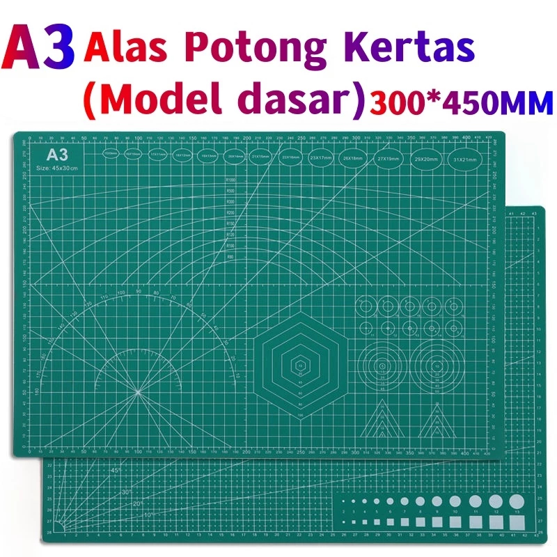 

Alas Potong Kertas ( Cutting Mat ) A3 Bahan PVC, Double-Side 450X300mm