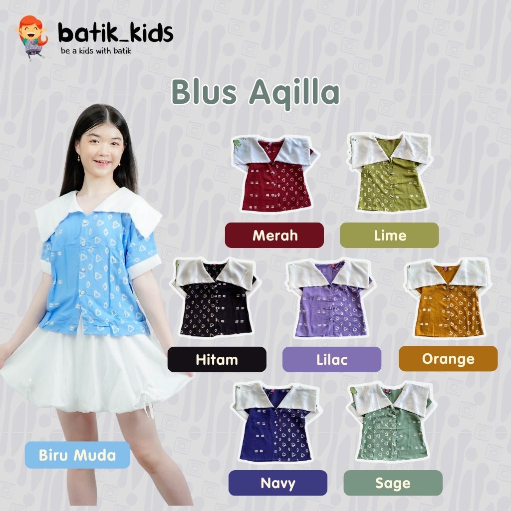 BATIK KIDS Blouse Batik Anak Aqilla Kombinasi Motif Bahan Rayon Halus dan Nyaman Dipakai