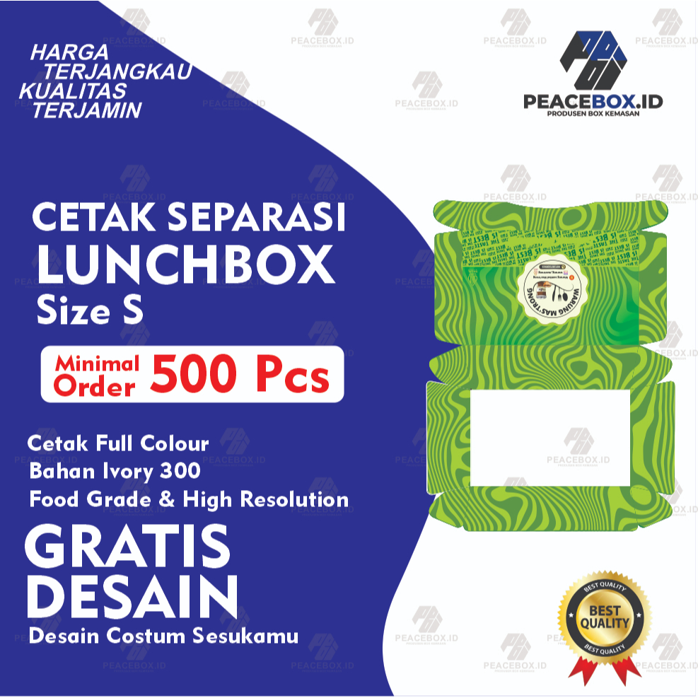 

Peacebox.id Cetak Separasi Lunchbox Size S,M,L Ivory Minimal Order 500 Pcs