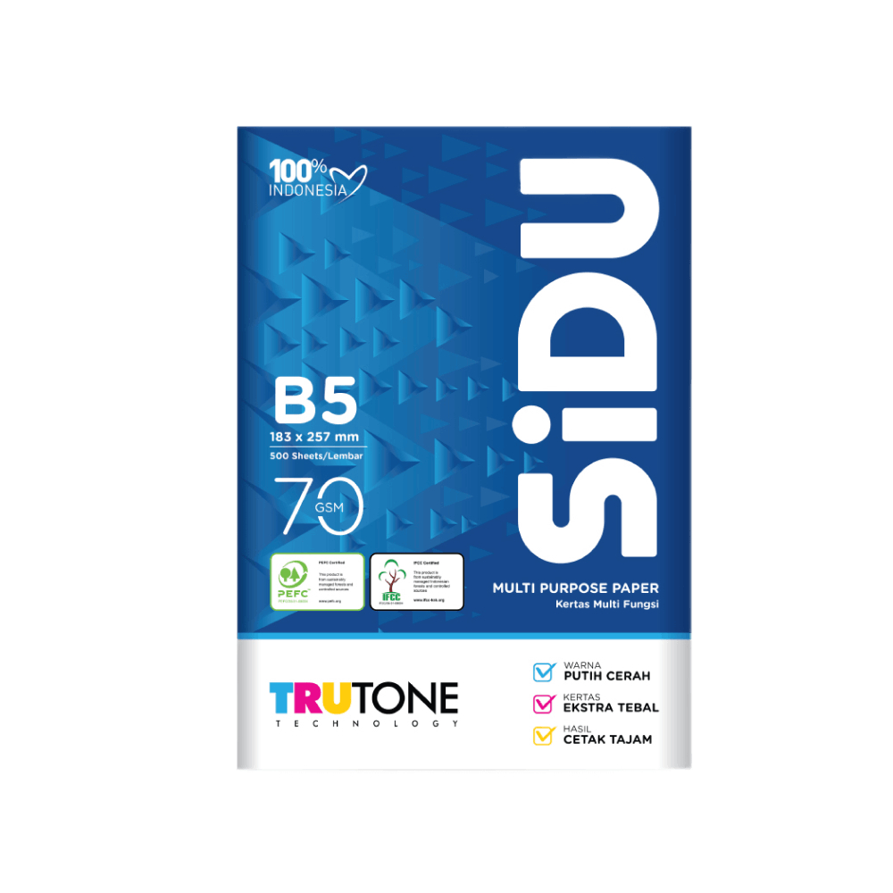 

Kertas HVS B5 Sidu 70 Gram 1 Rim Kualitas Baik 500 Lembar / Sidu HVS B5 70 GSM