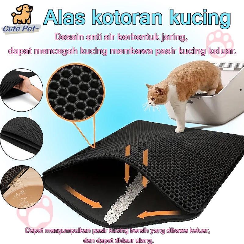 【120*75cm】Karpet Pasir Kucing Keset Pasir Kucing Tikar pasir kucingEVA Lapisan Ganda Lipat Pet Litte