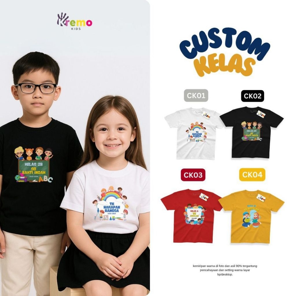 Gratis custom Nama anak dan kelas Kaos Anak perpisahan/ kenang kenangan