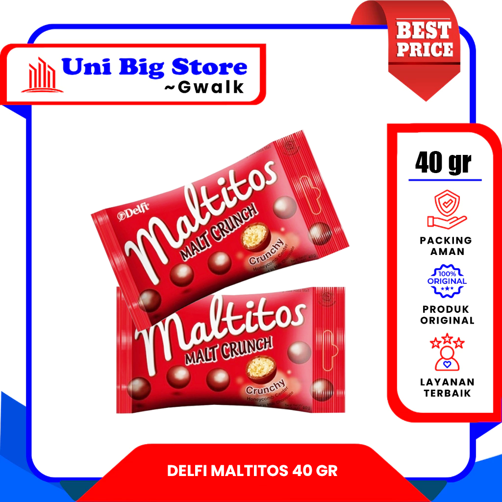 

DELFI MALTITOS MALT CHOCOLATE CRUNCH COKELAT CRUNCHY - 40 gr