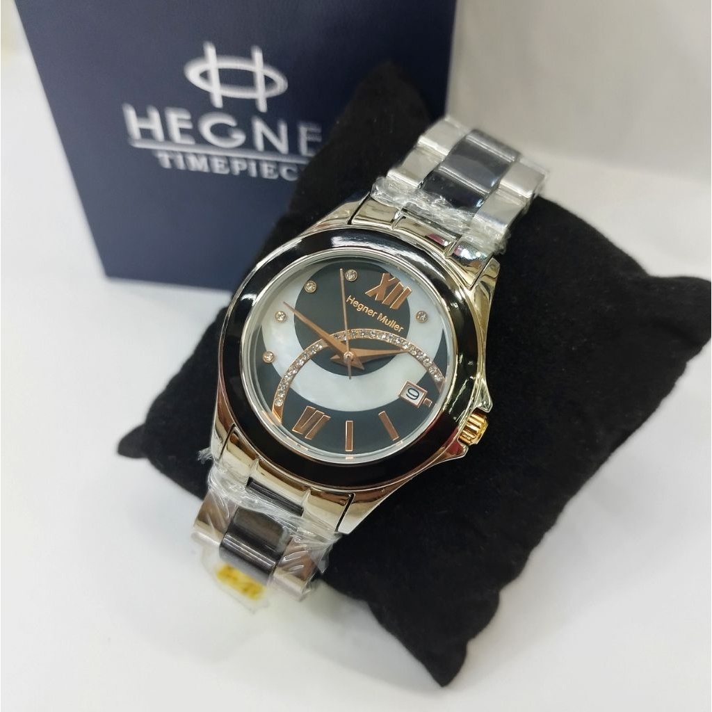 Hegner 717 jam tangan wanita casual rantai stainless list keramik water resistant original watches
