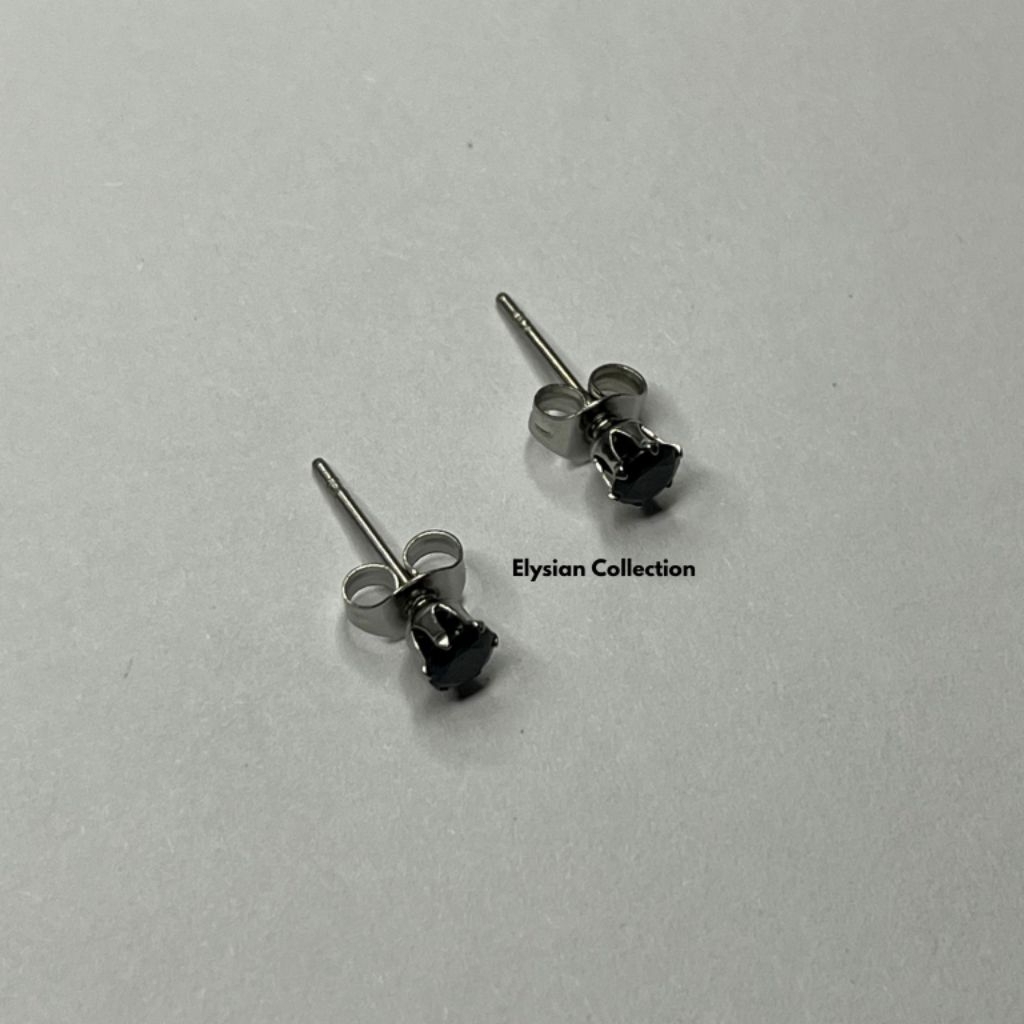 ANTING PRIA TUSUK BERLIAN HITAM 4MM | ANTING PRIA | FREE PACKING