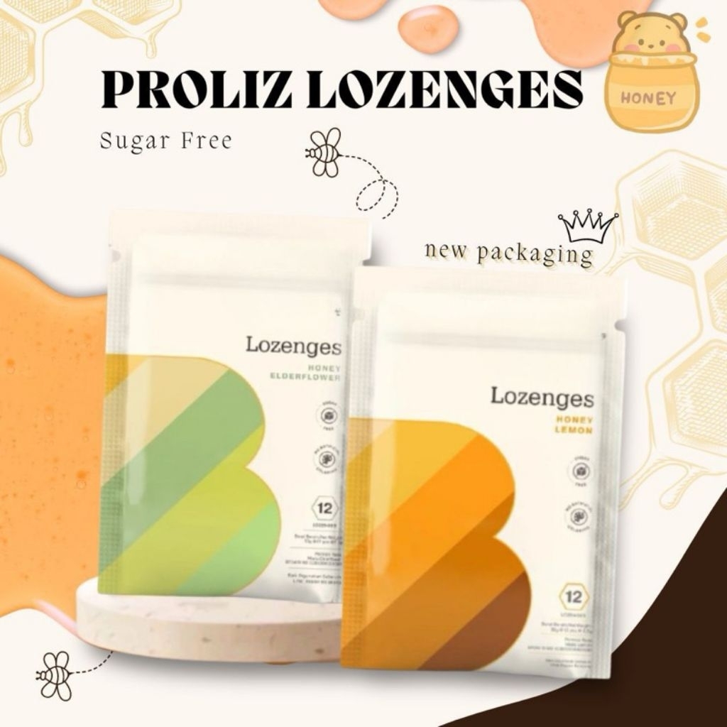 

pelega tenggorokan proliz lozenges honey Lemon dan Elderflower