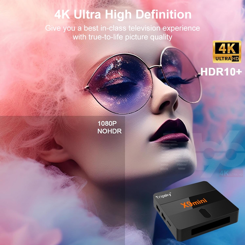 BESTPROMO Tripsky X9mini Android Tv Box 4K Full HD Smart Tv Box Android 14.0 Bluetooth Tv Box