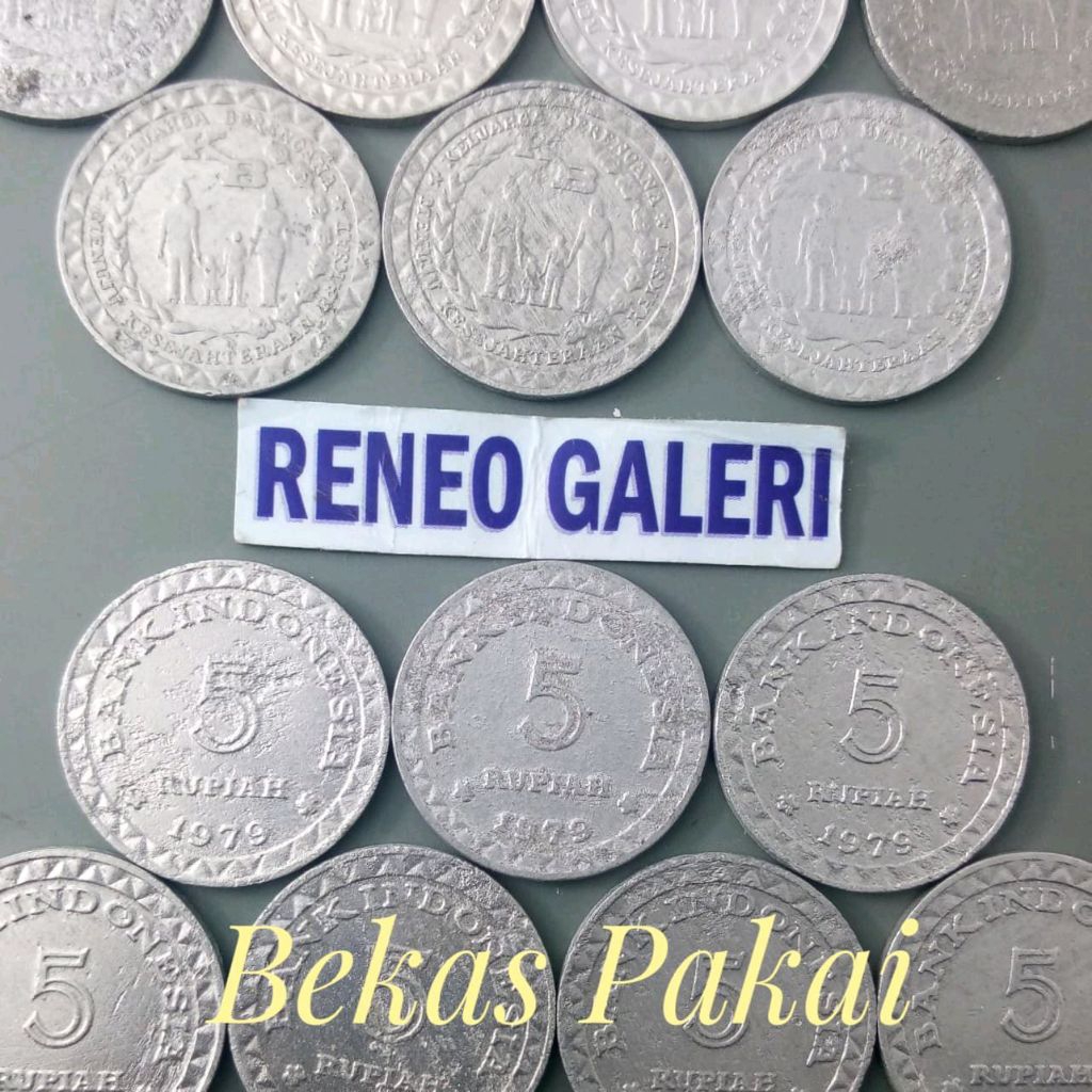 VF Cuci Koin 5 Rupiah KB kecil Tahun 1979 Uang Kuno logam Indonesia keluarga berencana