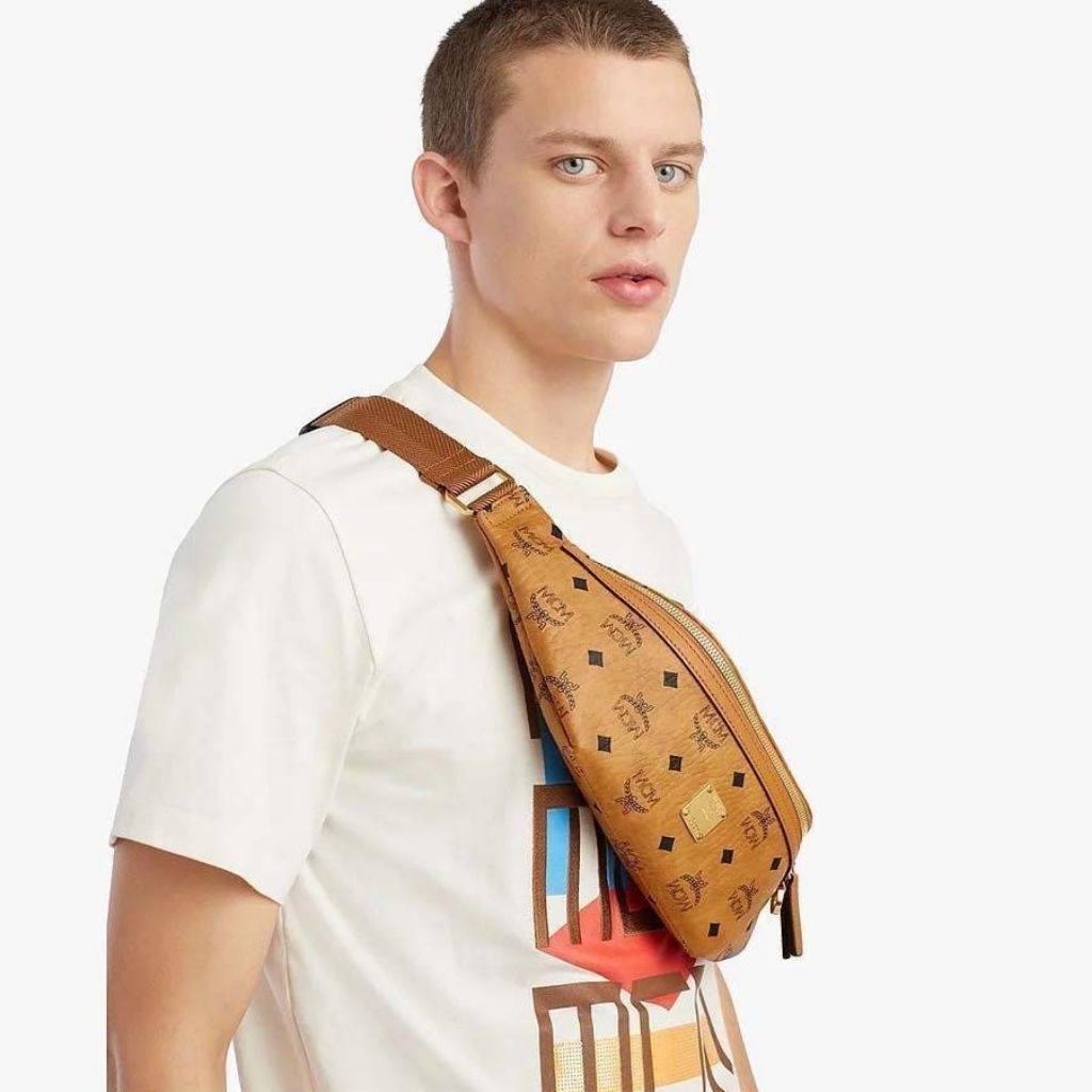 MCM Small Fursten Belt Bag Cognac