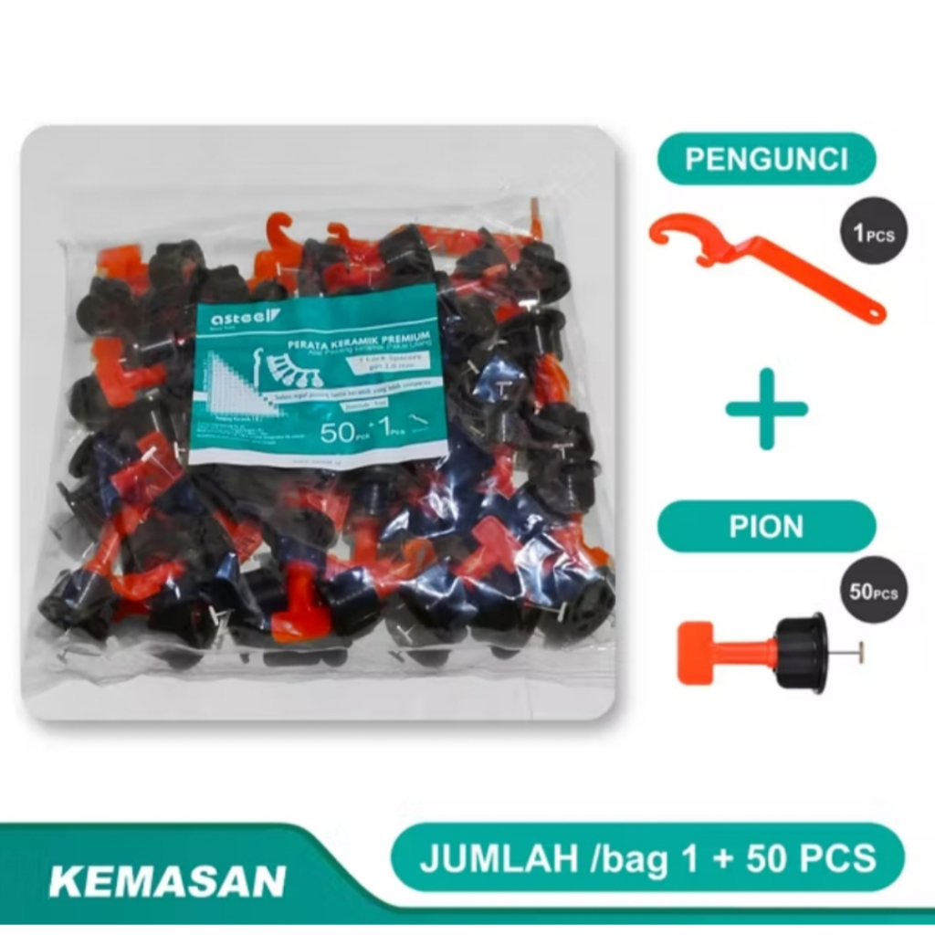 Perata Keramik ASTEEL 1mm tile laveling sistem isi 50pcs - alat perata pasang keramik