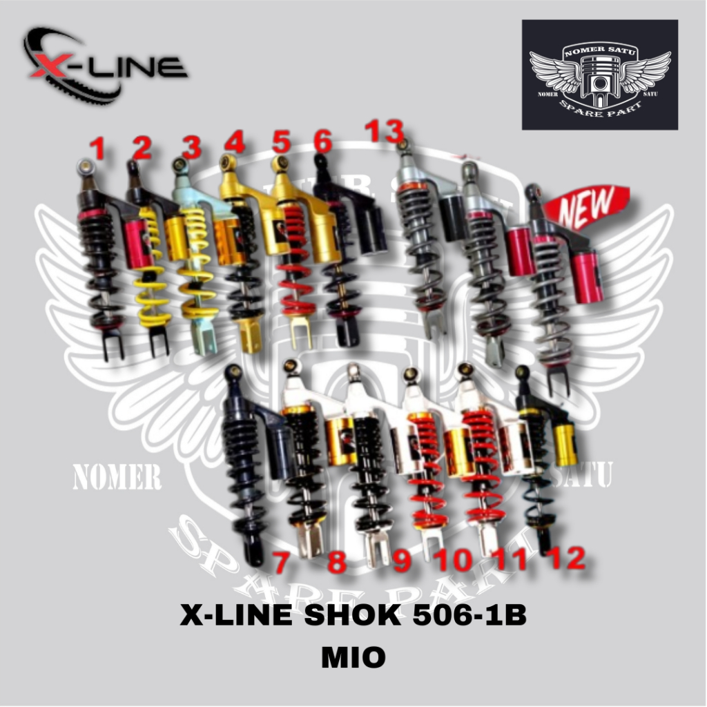 X-LINE SHOCK SHOK SHOCKBREAKER BELAKANG TIPE 506 MOTOR MIO TABUNG ATAS 310MM ORIGINAL 100%