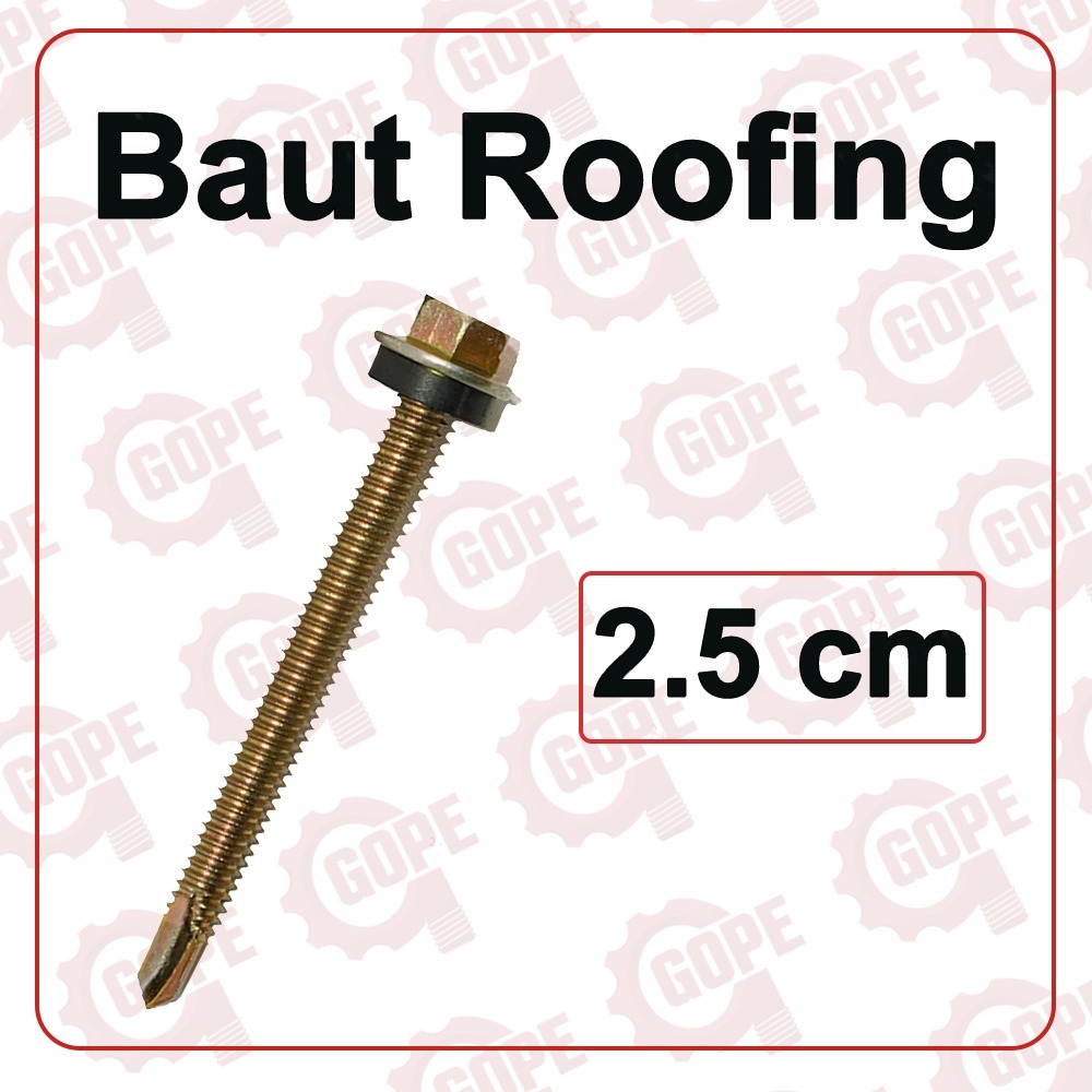 Baut Roofing Kuning Sekrup Skrup Baja Ringan Baut Ruping 2.5 Cm