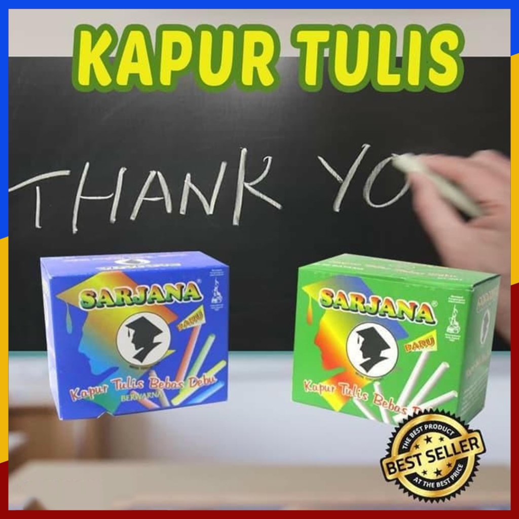 

Kapur Tulis Putih dan Warna isi 50 Batang Kapur Tulis Sarjana Bebas Debu