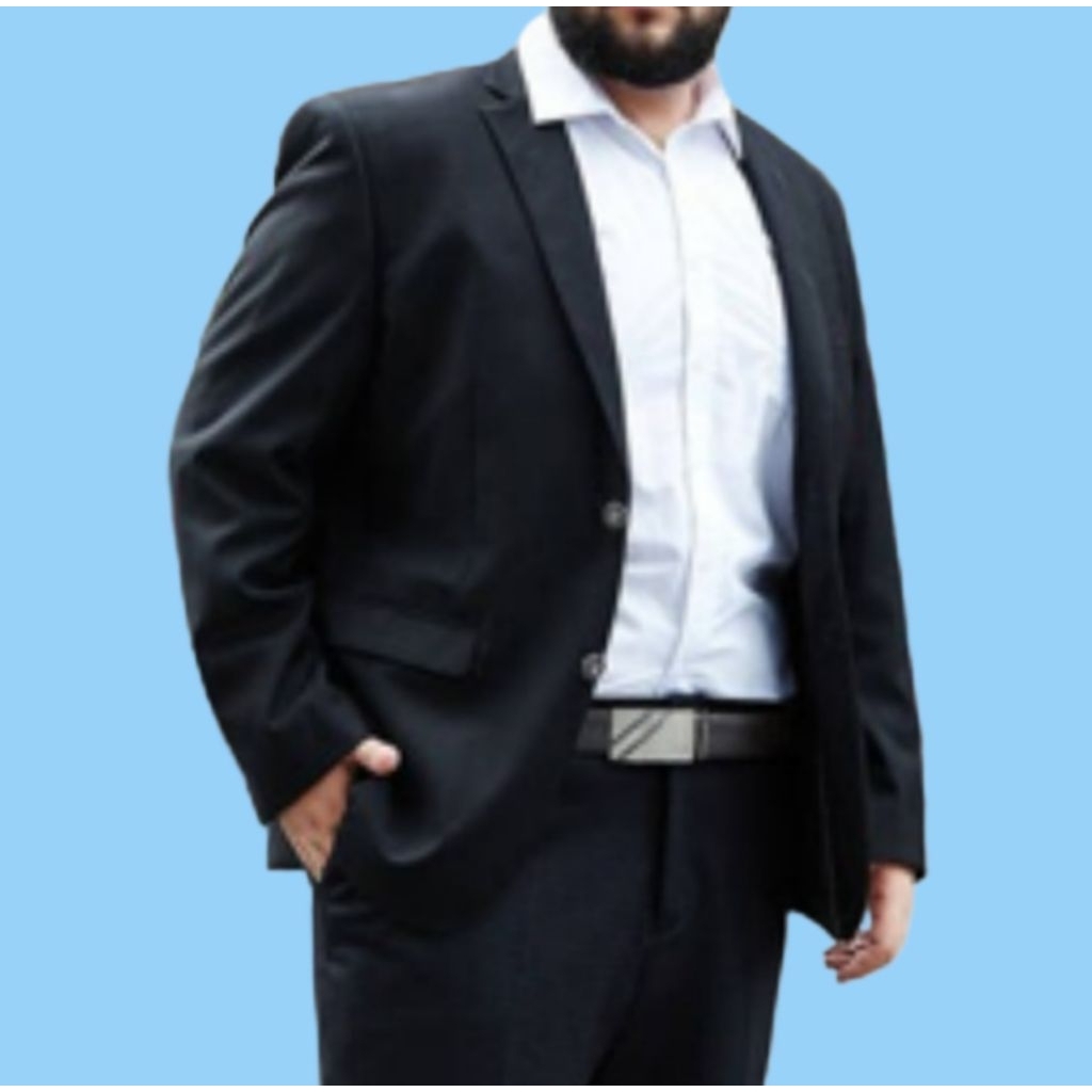 Jas blazer pria jumbo Saiz 3XL 4XL almamater jas hitam jas formal jas Korea jas hitam jas jumbo jas 