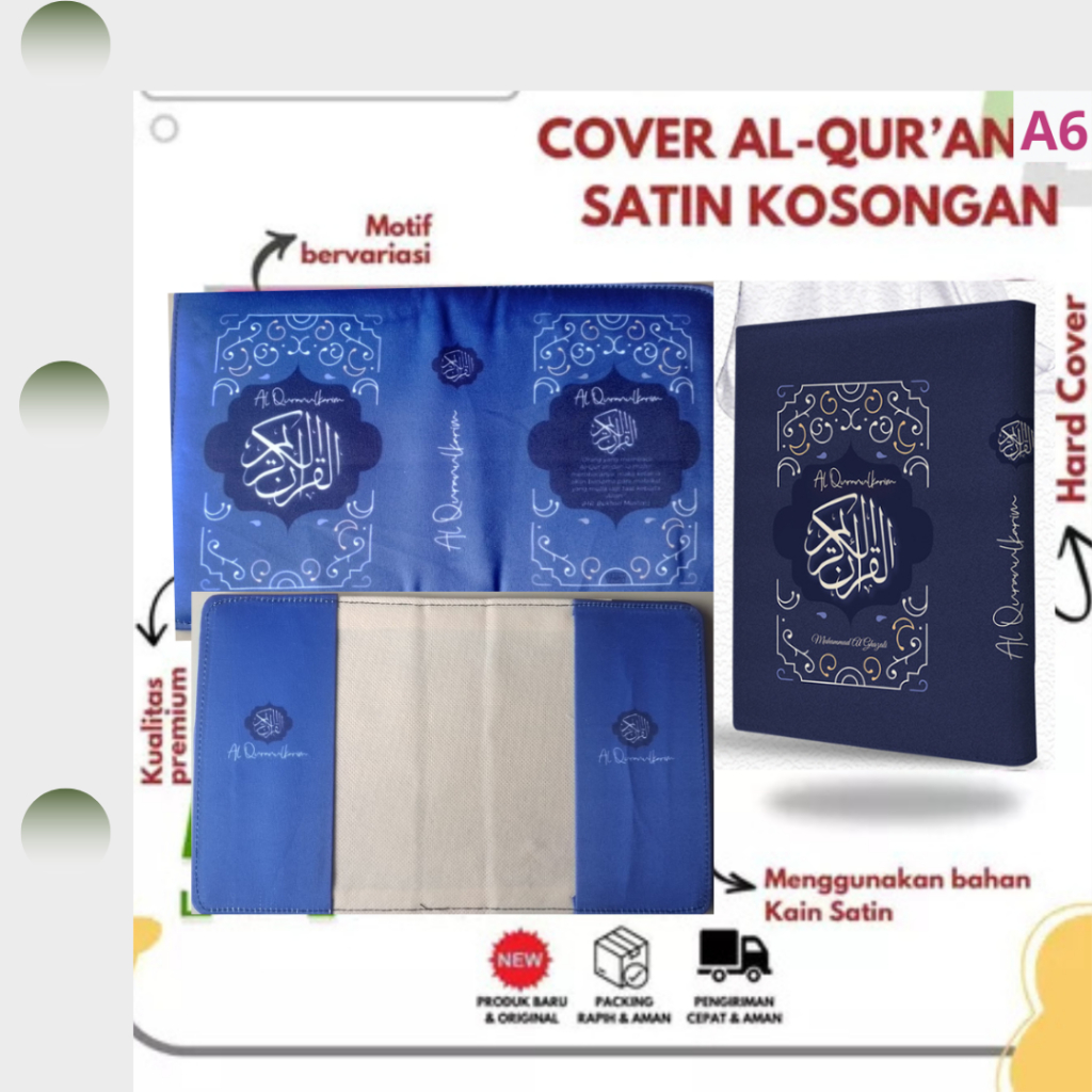 

Sampul Al-Quran A6 Bisa Custom Pakai Nama (Tanpa Quran) Menggunakan Bahan Satin , Hanya Cover saja tanpa Al-quran....