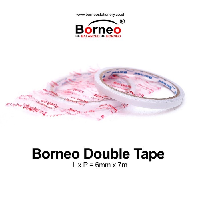 

DOUBLE TAPE BORNEO 6mm x 7mm CORE BIRU / SOLASI ISOLASI BOLAK BALIK 1/2 INCH LAKBAN SELOTIP DOUBLETAPE