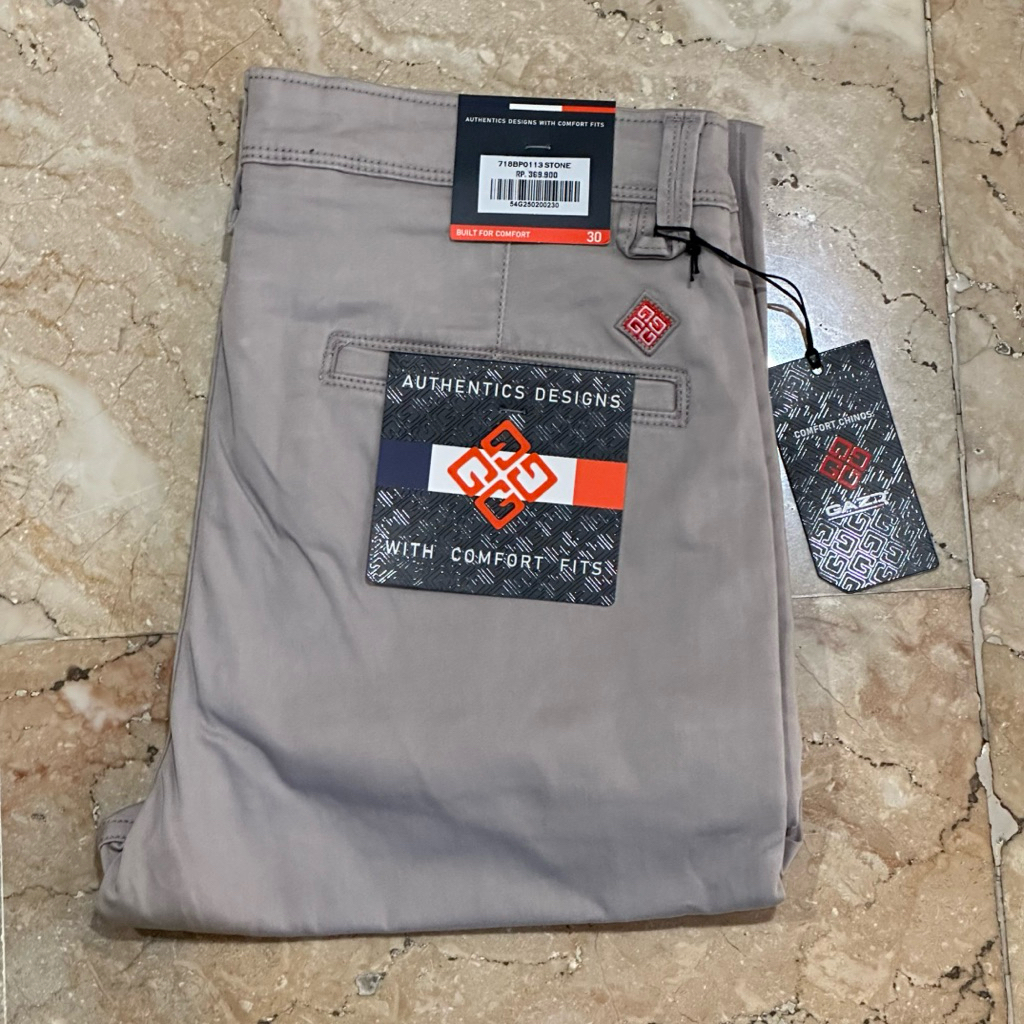Celana Panjang Comfort Chinos Pria GAZR Original Slim Stretch stone 718BP0113