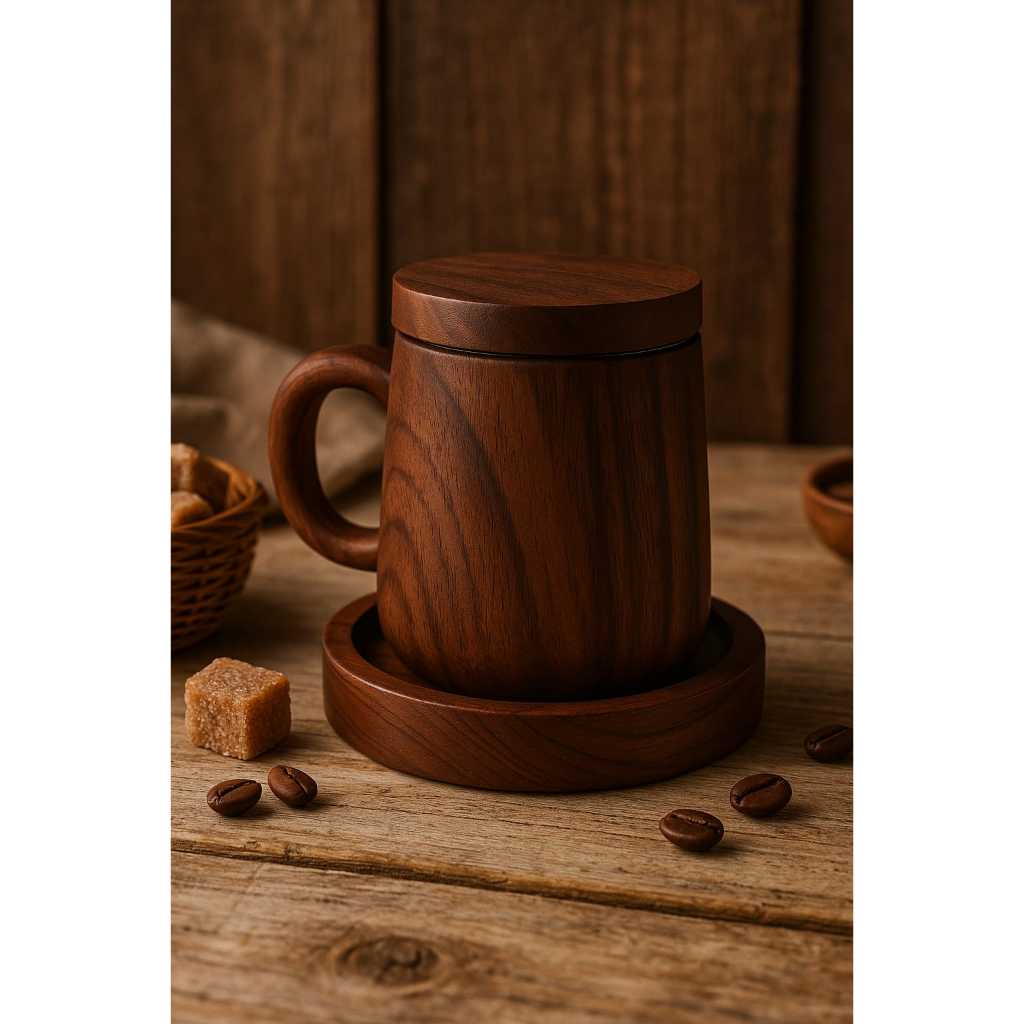 MUG KAYU JATI MODEL LABU INLINE STAINLESS