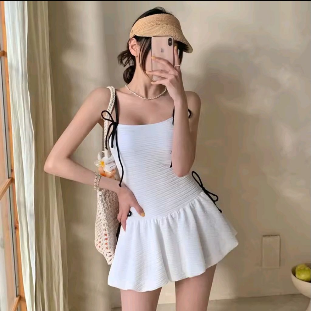 dress pantai wanita mini dress white dress fashion wanita baju pantai wanita summer dress cantik fas