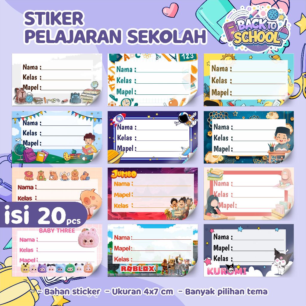 

Stiker mata pelajaran sekolah - sticker mapel - stiker label sekolah azkafun