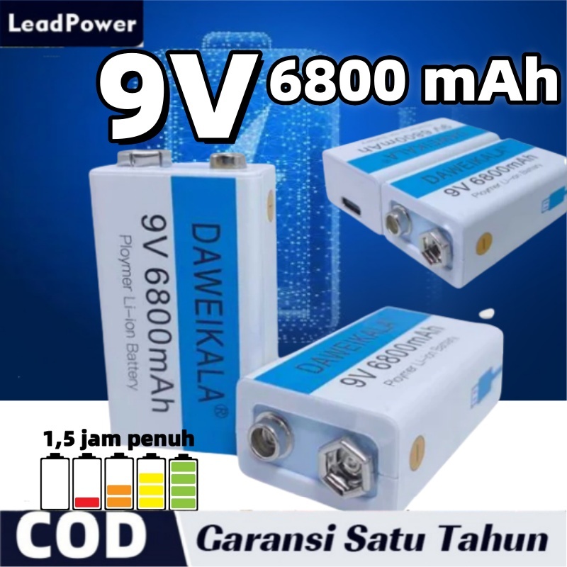 Shoporenku Baterai 9V Rechargeable Usb Type-C 6800 Mah 9V Baterai 9V Rechargeable Volt Bisa Dicas