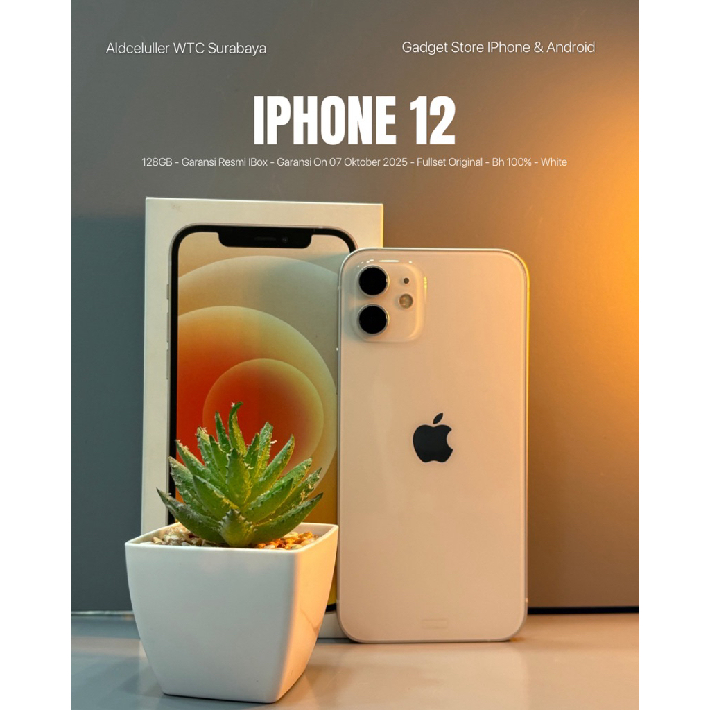 iphone 12 128gb white garansi resmi second