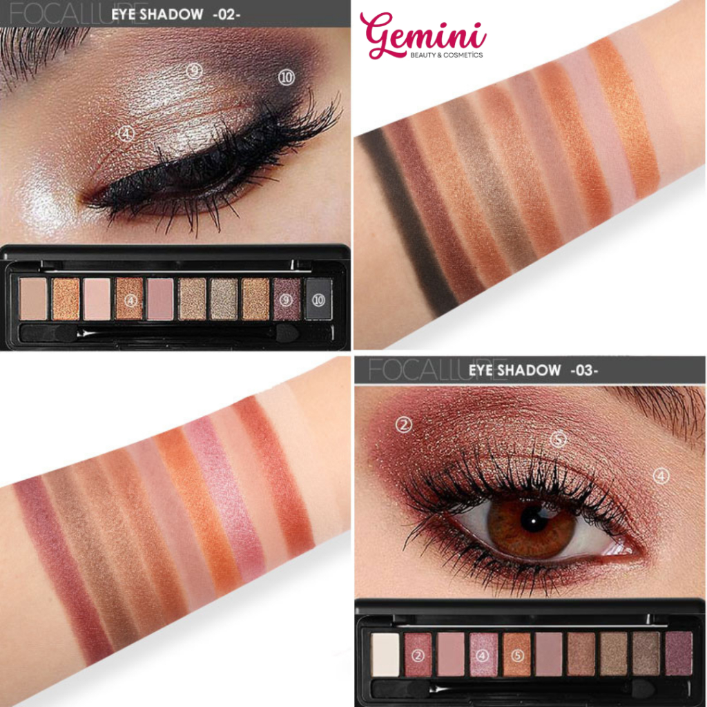 Focallure 10 Color Eyeshadow Pallete FA08 FA 08 10 warna