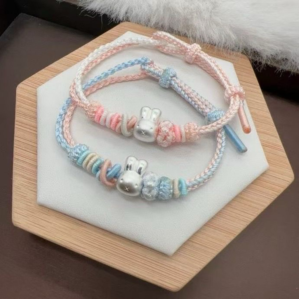 [PREORDER – Perhiasan Perak] Gelang Tali Miffy 999 Perak Asli – Hadiah Lucu untuk Anak, Sahabat, ata