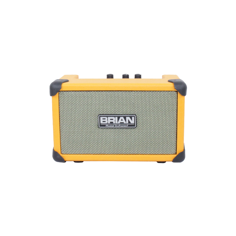 Ampli Mini Gitar dan Bass Akustik dan Elektrik 4 inch Warna Orange Merk BRIAN Murah Jakarta Ada