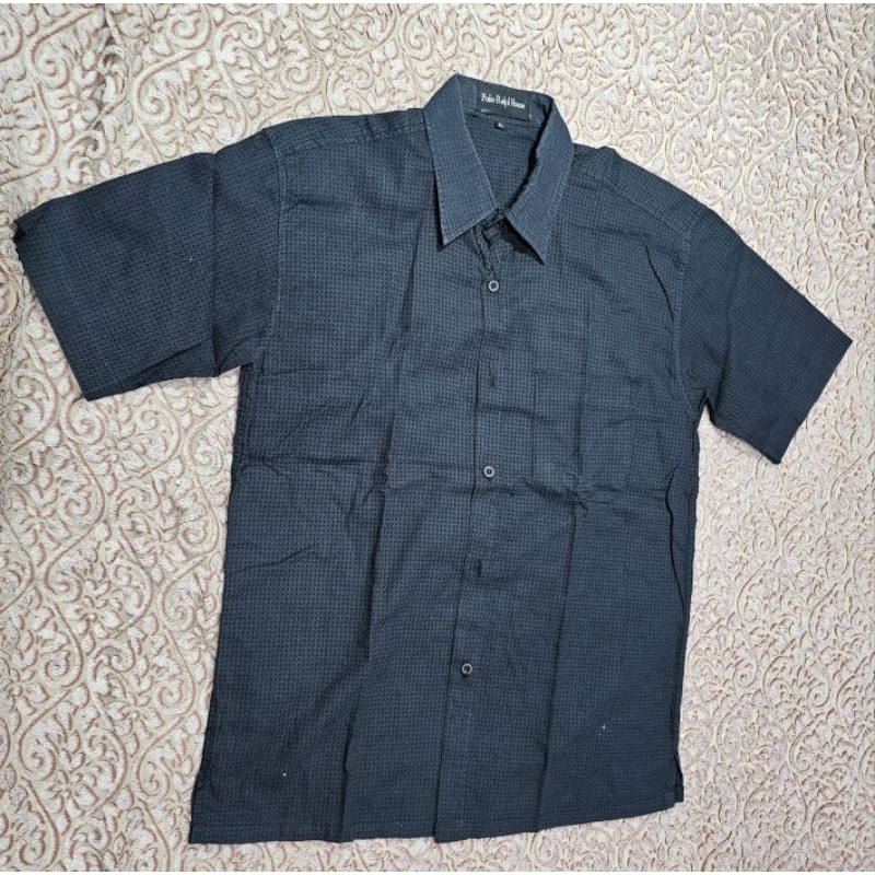 kemeja pria lengan pendek polo ralp hitam