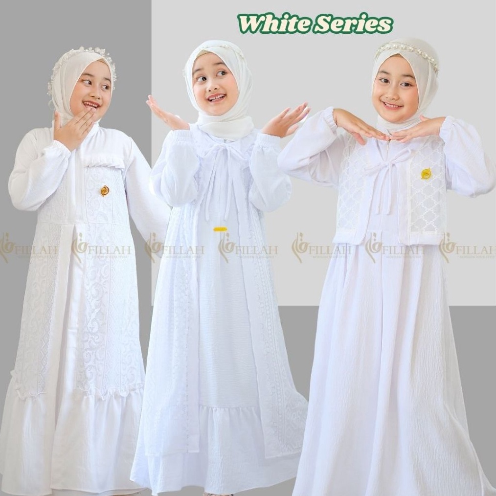 KODE J6B Terlaris Gamis Putih Anak Perempuan Gamis Mansik 314 Thn Gamis Anak Terbaru Gamis Crinkle A